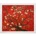 Van Gogh 'Branches Of An Almond Tree In Blossom (Red)' Hand-painted Framed Canvas Art