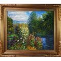 Monet 'Corner of the Garden at Montgeron' Hand-painted Framed Canvas Art