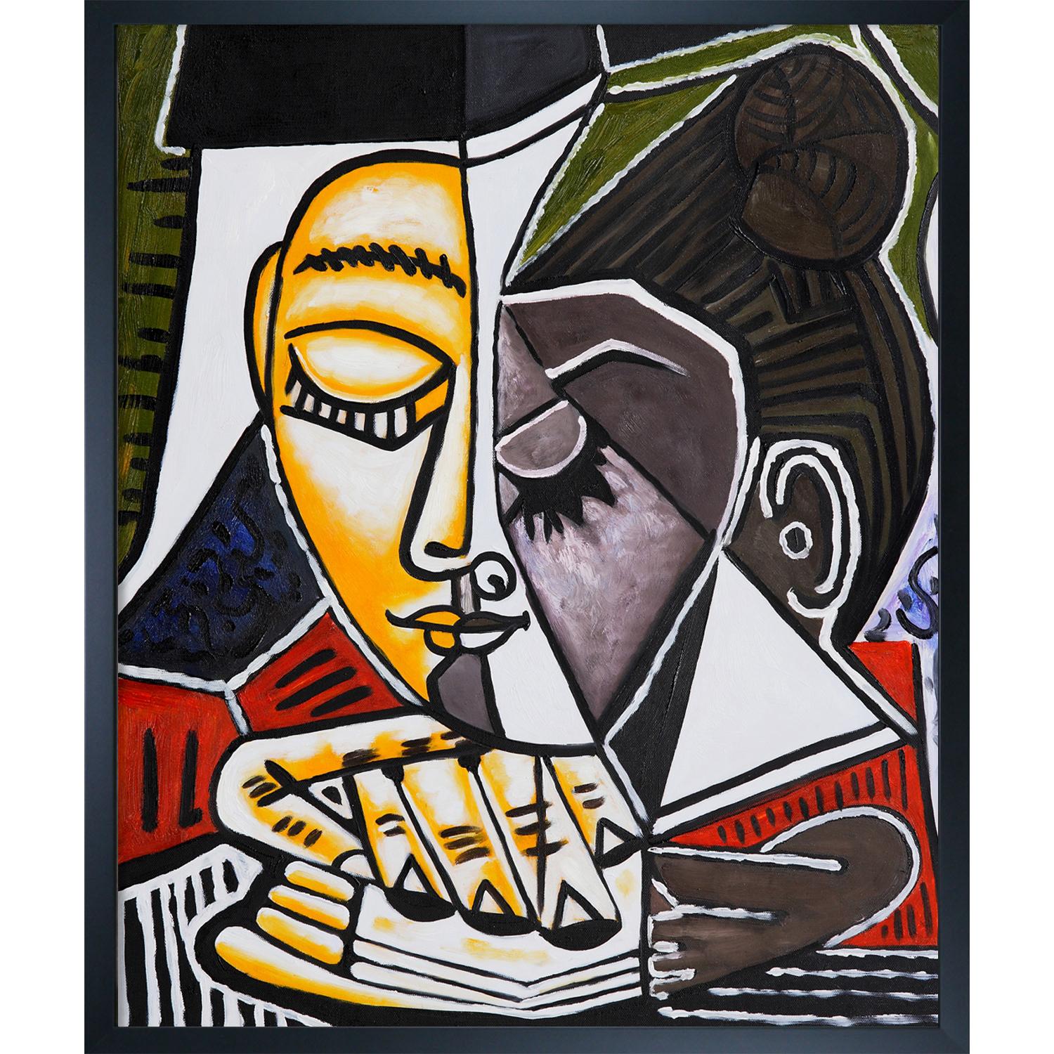 Pablo Picasso 'Tete d'une Femme Lisant' Hand-painted Framed Art Print | Overstock.com Shopping - The Best Deals on Canvas