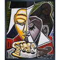 Pablo Picasso 'Tete d'une Femme Lisant' Hand-painted Framed Art Print