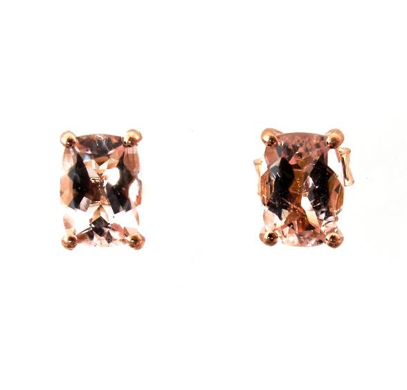 14k Rose Gold Pink Morganite Stud Earrings  