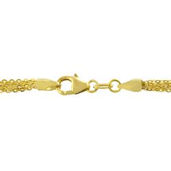 14k Yellow Gold 4-strand Curb Link Heart Necklace