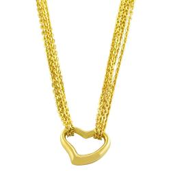 14k Yellow Gold 4-strand Curb Link Heart Necklace