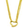 14k Yellow Gold 4-strand Curb Link Heart Necklace