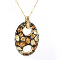 18k Yellow Gold over Silver Citrine and Madera Citrine Necklace