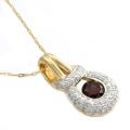 14k Yellow Gold Garnet and 1/2ct TDW Diamond Necklace (H-I, I2)