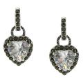 Sterling Silver Cubic Zirconia and Marcasite Heart Earrings