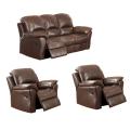 Carnegie Cocoa Italian Leather Reclining Sofa and Two Reclining Chairs