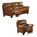Charleston Honey Italian Leather Reclining Sofa and Recliner Chair
