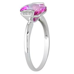 10k White Gold Pink Topaz and Diamond Fashion Ring  
