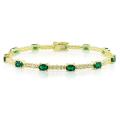 Yellow Silver Created Emerald and White Topaz Bracelet
