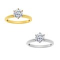 14k Yellow or White Solid Gold 1ct Round Cubic Zirconia Solitaire Ring