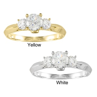 Yellow gold cubic zirconia wedding rings