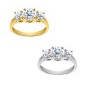 14k Yellow or White Gold 1 3/4ct TGW Round Cubic Zirconia 3-Stone Ring