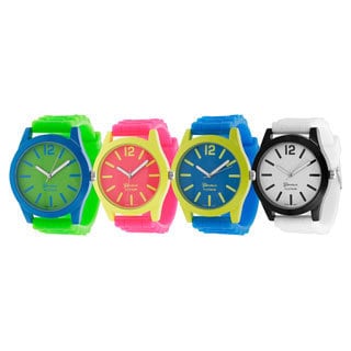 Geneva Platinum Women's Japanese Quartz Neon Pop Silicone Watch