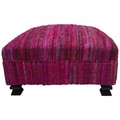 Handmade Casual Living Sari Silk Fuschia Ottoman Pouf