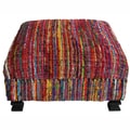 Handmade Casual Living Sari Silk Multi Ottoman Pouf