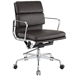 [1] Mid-back Brown Genuine Leather Conference Office Chair