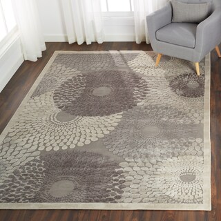 Graphic Illusions Circular Grey Rug (2'3 x 3'9)