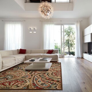 Graphic Illusions Paisley Red Multi Color Rug (2'3 x 3'9)