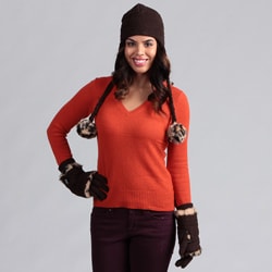 Muk Luks Women's Java Pom Hat with 3-in-1 Gloves Set-Image