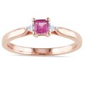 Miadora Silver Sapphire, Morganite, Tanzanite, Emerald or Ruby and Diamond Ring