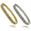 Finesque Silver Overlay 2ct TDW Diamond 3-row 'S' Bracelet (I-J, I2-I3)