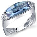Oravo Sterling Silver Barrel-cut Gemstone Ring 