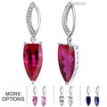 Oravo Sterling Silver Half Marquise Cut Gemstone Dangle Earrings