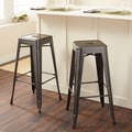 Tabouret 30-inch Charcoal Grey Metal Bar Stools (Set of 2)