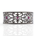 Silver Rhodolite and 1 1/10ct TDW Brown Diamond Bracelet (J-K, I2-I3)