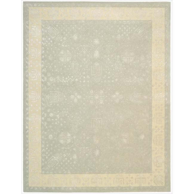 Hot Deal Nourison Hand-tufted Symphony Bordered Blue Mist Rug (5'6 x 7'5)