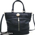 Anais Gvani Belted and Zipped Up Fashion Tote with Gold Accents