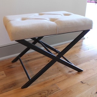 International Caravan Tufted Fabric Large Vanity Bench