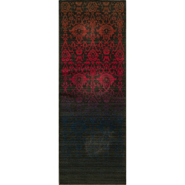 Vintage Ikat Fire Multi New Zealand Wool Rug (2'7" x 7'9")