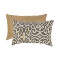 Pillow Perfect Grey /Greenish-Yellow Damask Rectangular Throw Pillow