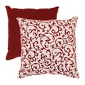Pillow Perfect Red/ White Flocked Damask Throw Pillow