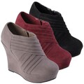 Hailey Jeans Co. Women's 'Michelle' Sueded Round Toe Wedge Bootie