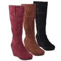 Journee Collection Women's 'Trish' Sueded Tall Wedge Boots