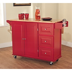 ( ._.) Simple Living Aspen Red/ Natural Three-drawer Cart