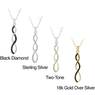 DB Designs 18K Gold Plated or Silver Black or White Diamond Accent Infinity Necklace