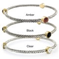 Two-tone Round Crystal Twist Wrapped Bangle Bracelet