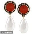 Kenneth Jay Lane Goldtone Color Resin and Pearl Drop Earrings