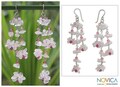 Sterling Silver 'Rosy Rain' Rose Quartz Earrings (Thailand)