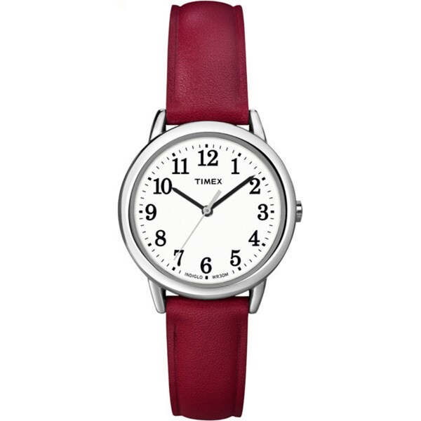 Timex Women's T2N952 Elevated Classics Dress Red Leather Strap Watch