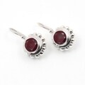 Handmade Sterling Silver Garnet Earrings (India)