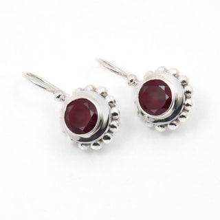 Handmade Sterling Silver Garnet Earrings (India)