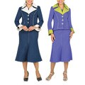 Divine Apparel Two-Tone, 3 Piece Missy Denim Suit