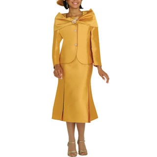 Divine Apparel Women's Gold Two-piece Skirt Suit - Overstock™ Shopping 