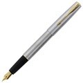 Parker Frontier Stainless Steel Gold Trim Medium Point Fountain Pen